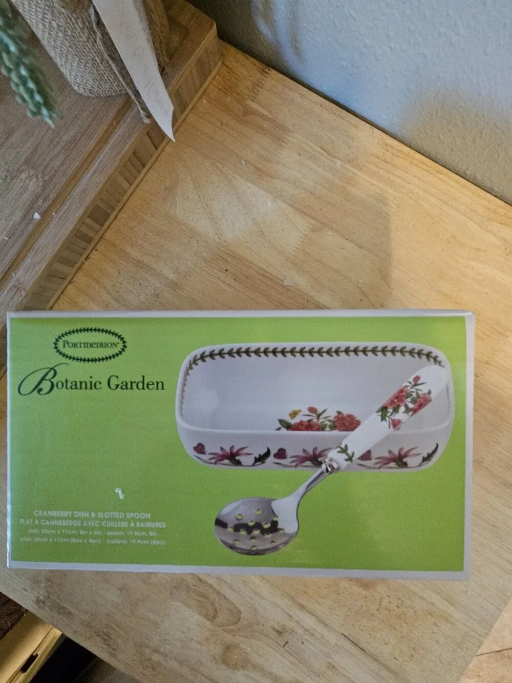Portmeirion Botanic Garden Cranberry Dish with Spoon 8 inch by 4 inch